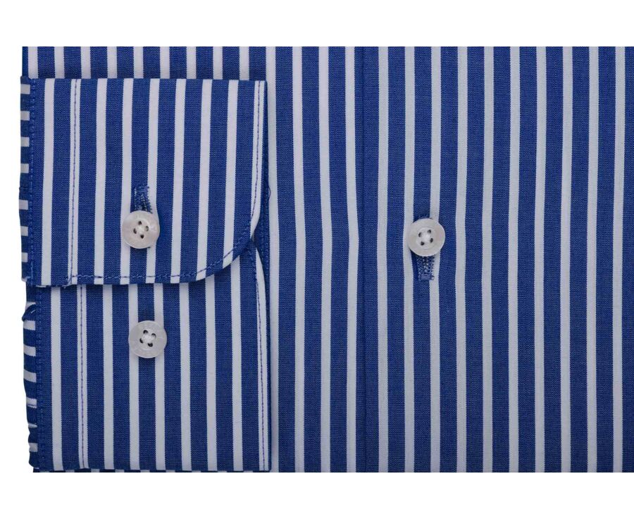 Chemise à fines rayures bleu océan et blanc - DONATIEN CLASSIC