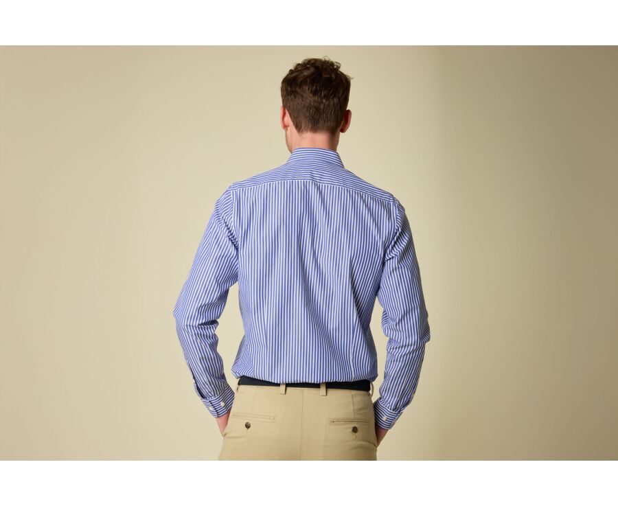 Chemise à fines rayures bleu océan et blanc - DONATIEN CLASSIC