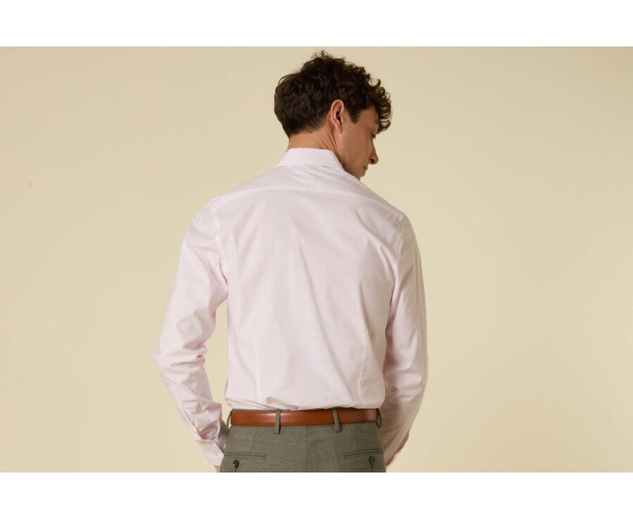 Chemise homme coupe ajustée à carreaux fins rose clair - VIBERT