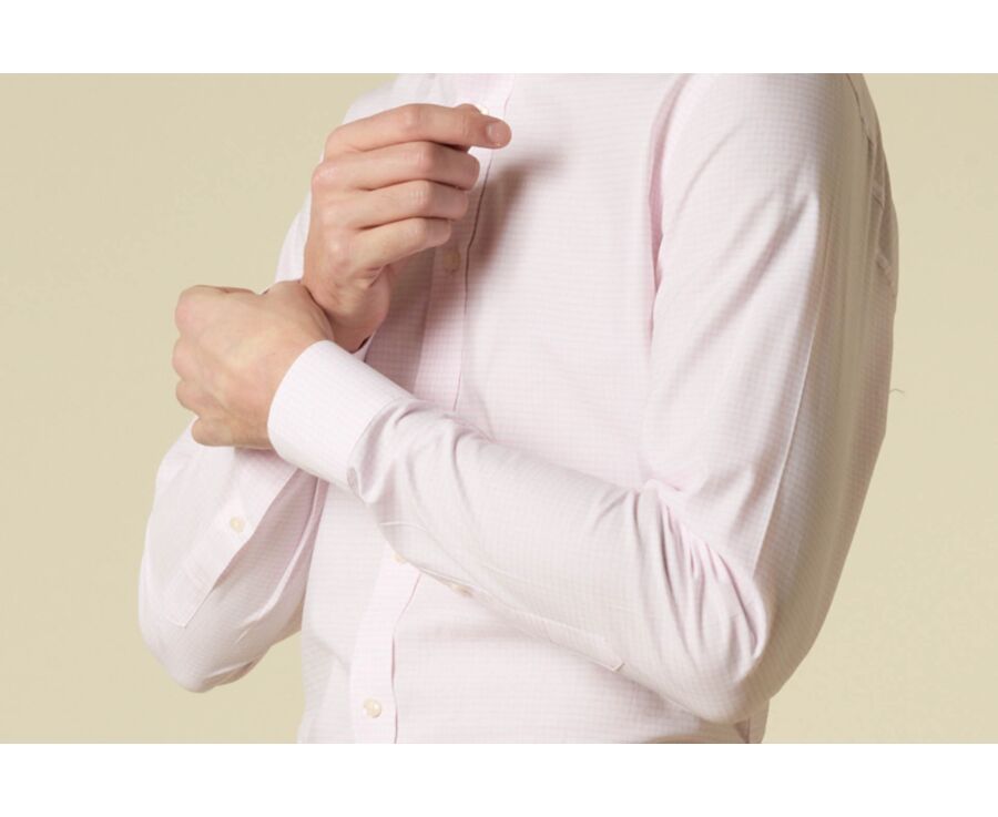Chemise homme coupe ajustée à carreaux fins rose clair - VIBERT