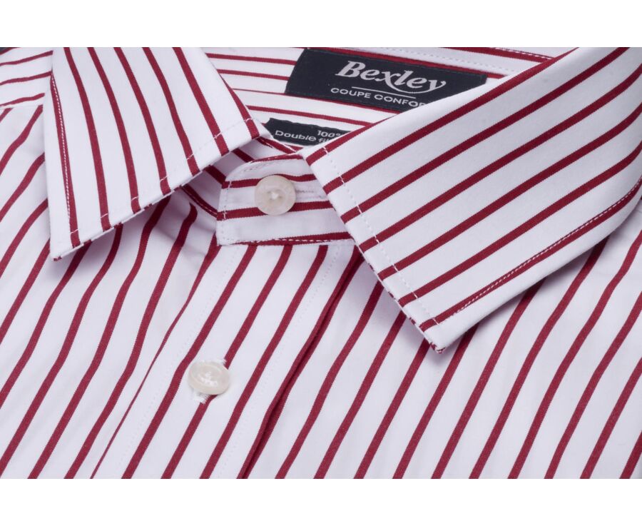 Chemise homme blanche à fines rayures rouges - MILFRED