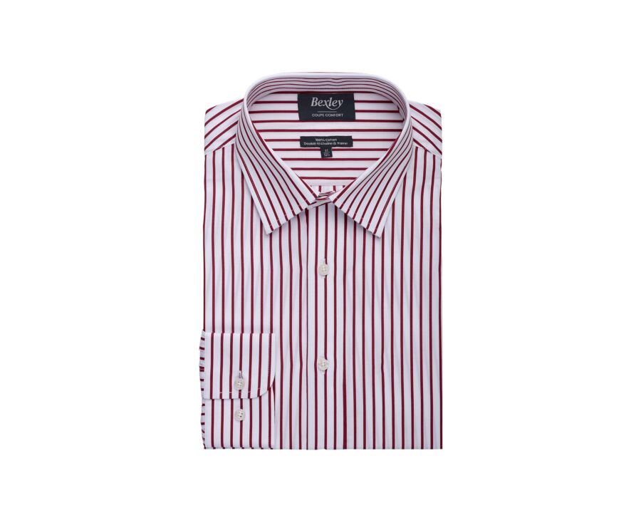Chemise homme blanche à fines rayures rouges - MILFRED