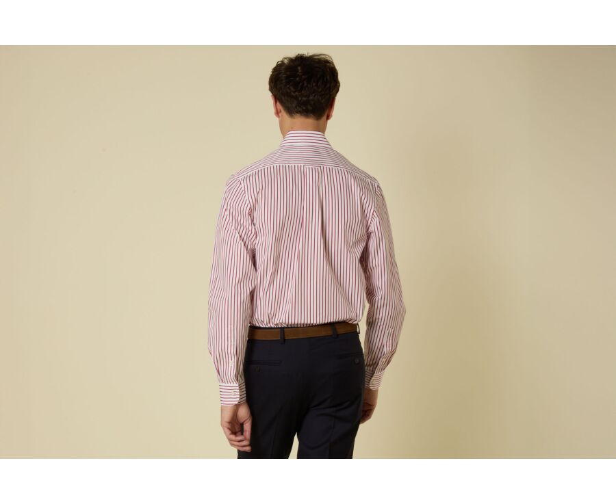 Chemise homme blanche à fines rayures rouges - MILFRED
