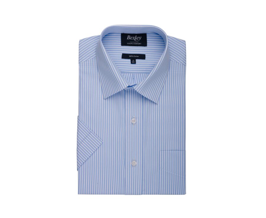 Chemise manches courtes rayée - Bleu Clair Et Blanc - MAZAIRE