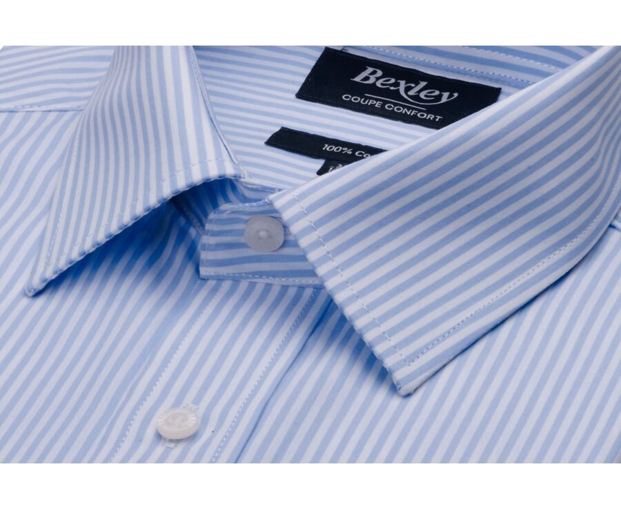 Chemise manches courtes rayée - Bleu Clair Et Blanc - MAZAIRE