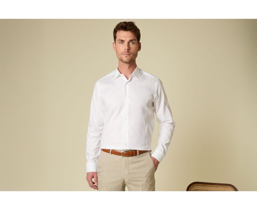 Chemise homme en coton blanc uni - DELMONT