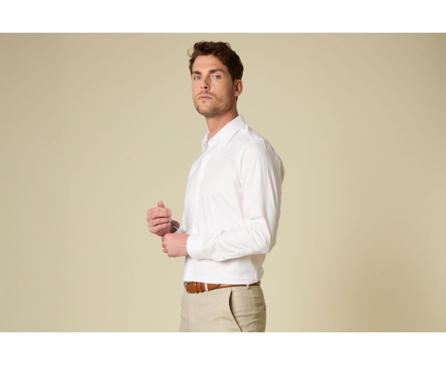 Chemise homme en coton blanc uni - DELMONT