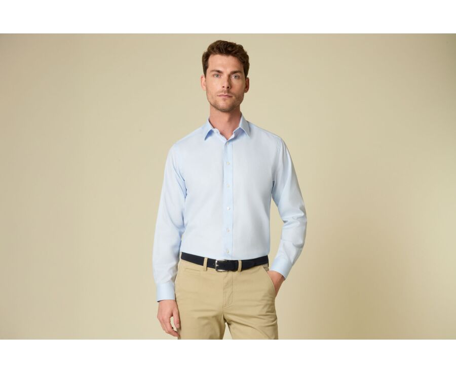 Chemise homme unie en coton bleu - DELMONT