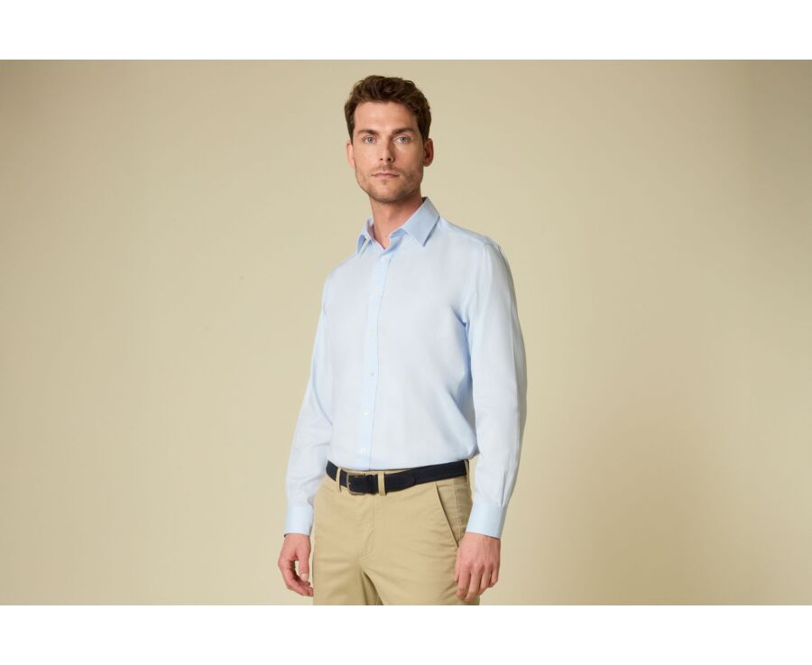 Chemise homme unie en coton bleu - DELMONT