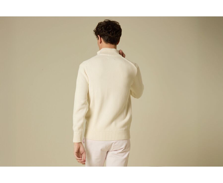 Pull col zippé en coton épais - Ecru - VALDRIK
