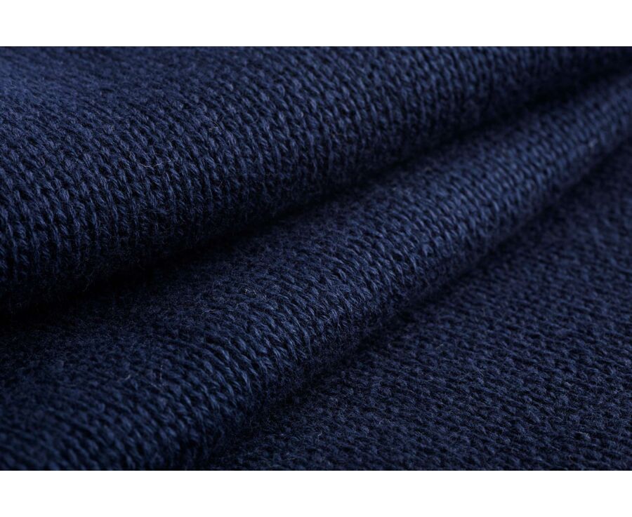 Pull col zippé en coton épais - Navy - VALDRIK