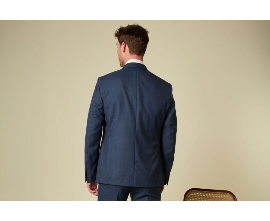 Veste de costume Croisée Lazare - Bleu chiné - LAZARE