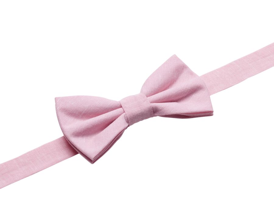Nœud Papillon en Chambray Rose Coton et Lin