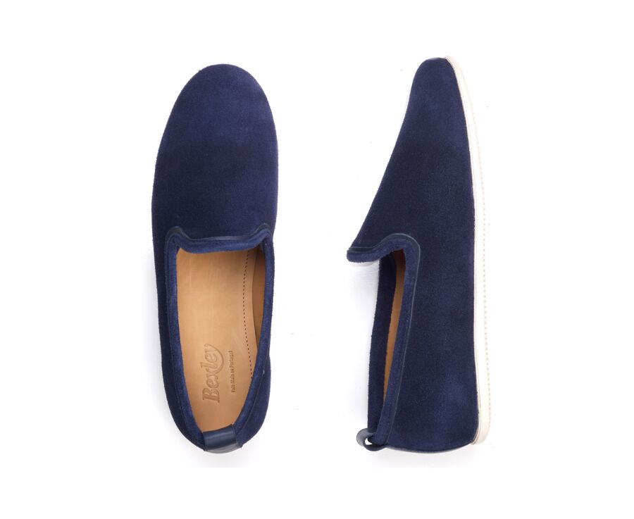 Slipper estival en velours Navy - BAMBRA
