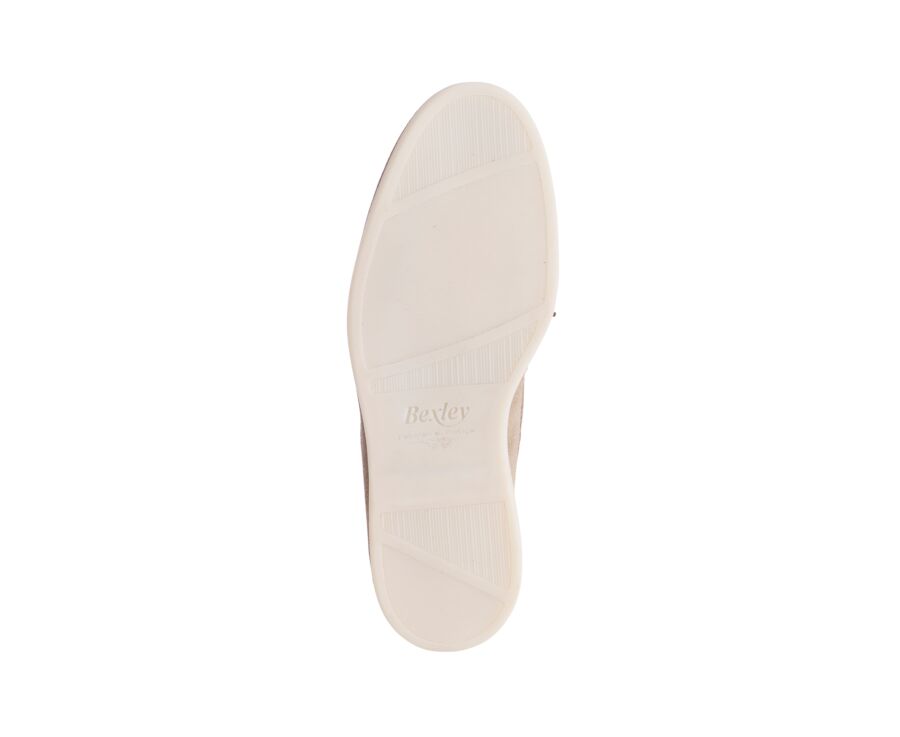 Chaussure Bateau Velours Beige foncé - MOCKINYA