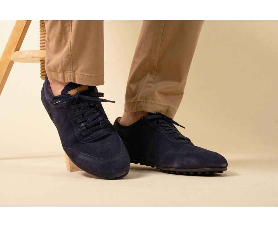 Sneaker richelieu en velours Navy - KIATA