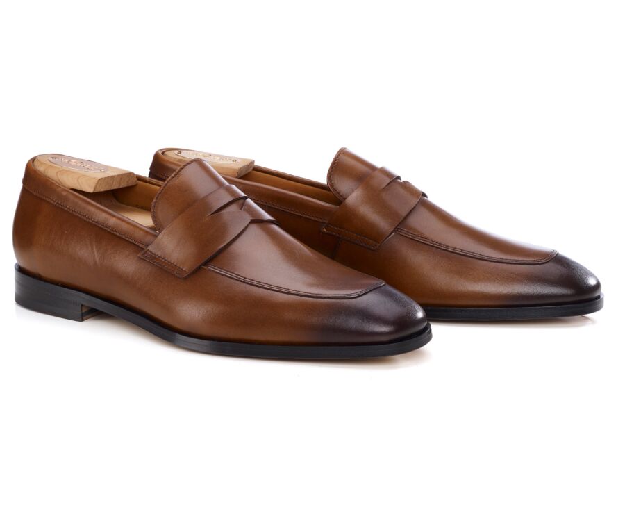 Mocassin homme cognac patiné en veau - CANNERO