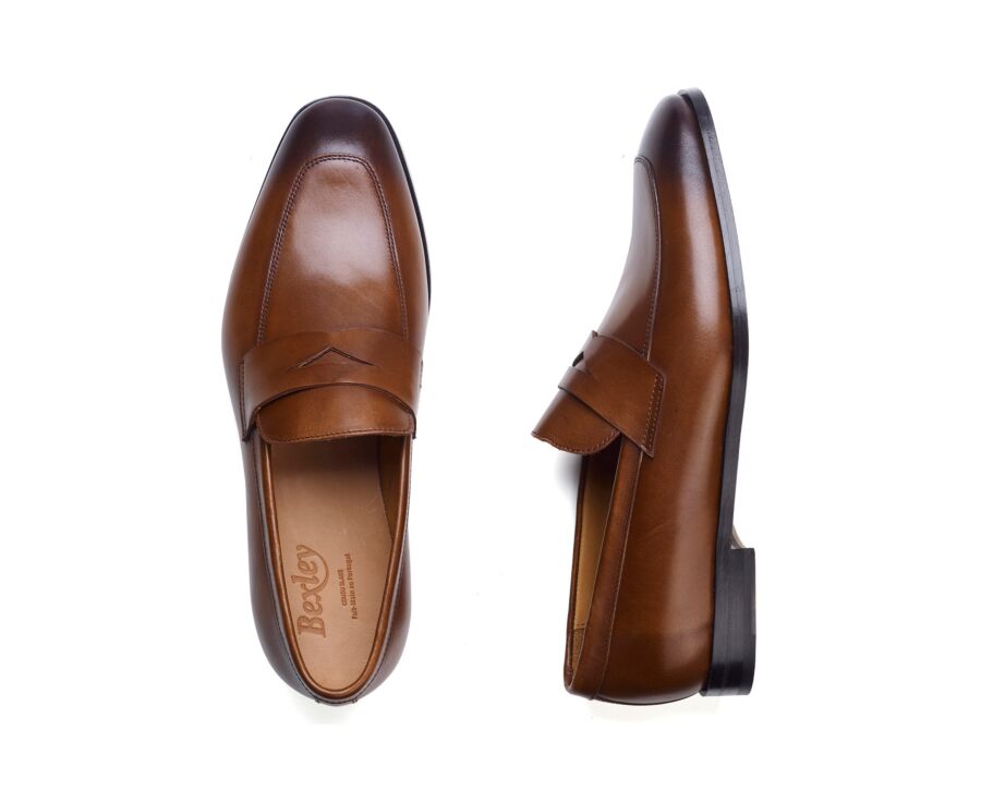Mocassin homme cognac patiné en veau - CANNERO