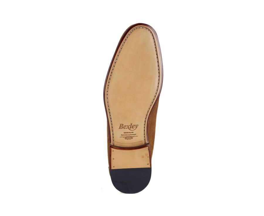 Mocassin homme tabac en velours - style british - FINERO