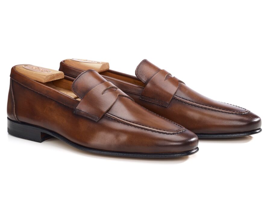 Mocassin homme cognac patiné en cuir - FINERO