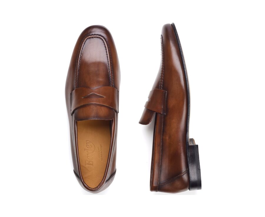 Mocassin homme cognac patiné en cuir - FINERO