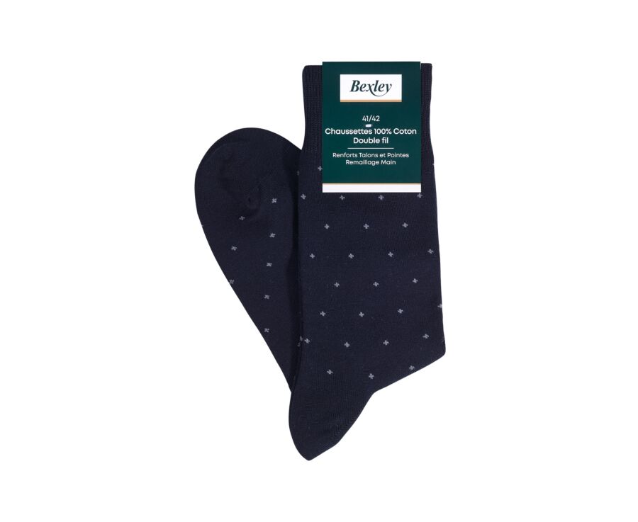 Chaussettes en coton à motif - Marine et gris