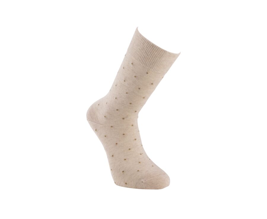 Chaussettes en coton à motif - Beige chiné et camel