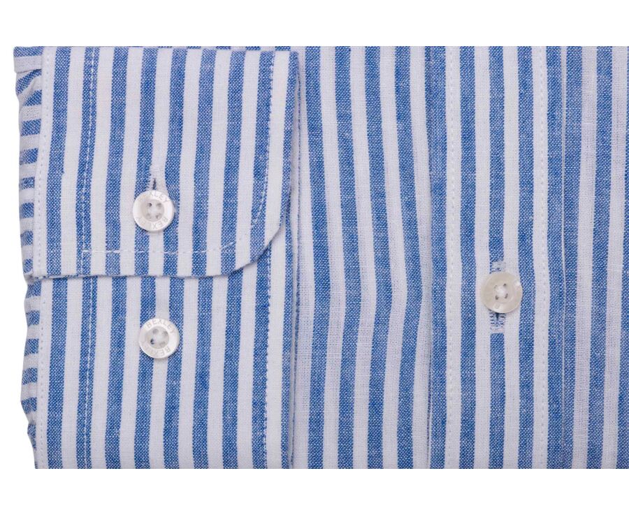 Chemise homme en coton et lin à rayures bleu océan - EGBERT