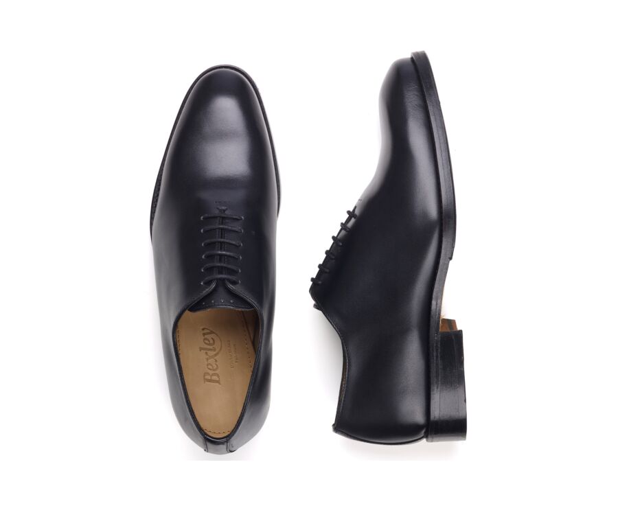Richelieu homme noir en veau patiné à la main - BARTER PATIN