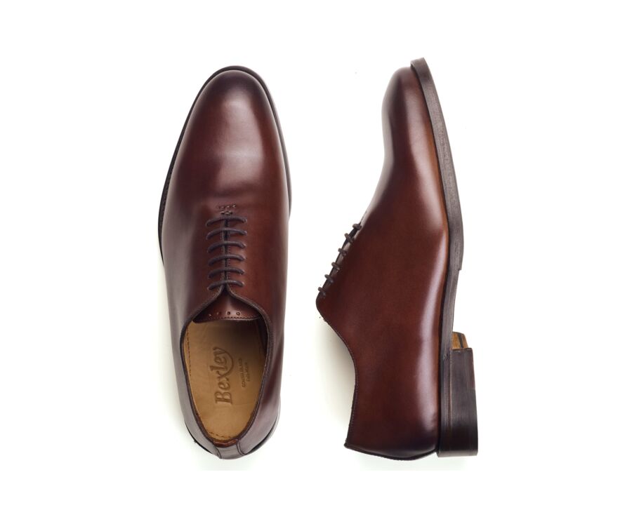 Richelieu homme en cuir patiné chocolat - BARTER PATIN
