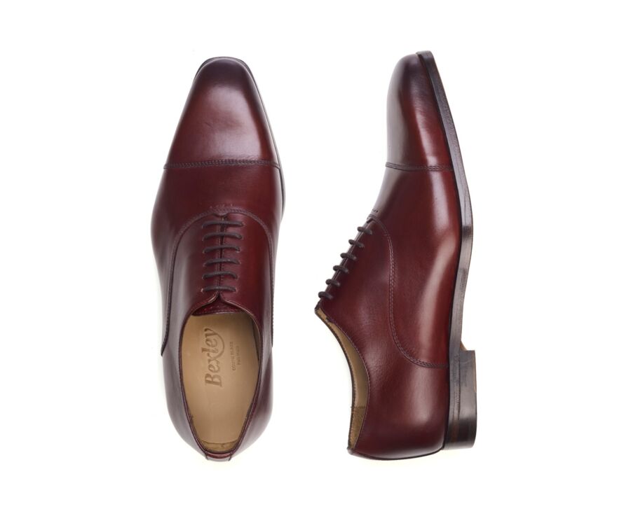 Richelieu Bordeaux Vif patiné en Semelle Cuir  - SPEZIA