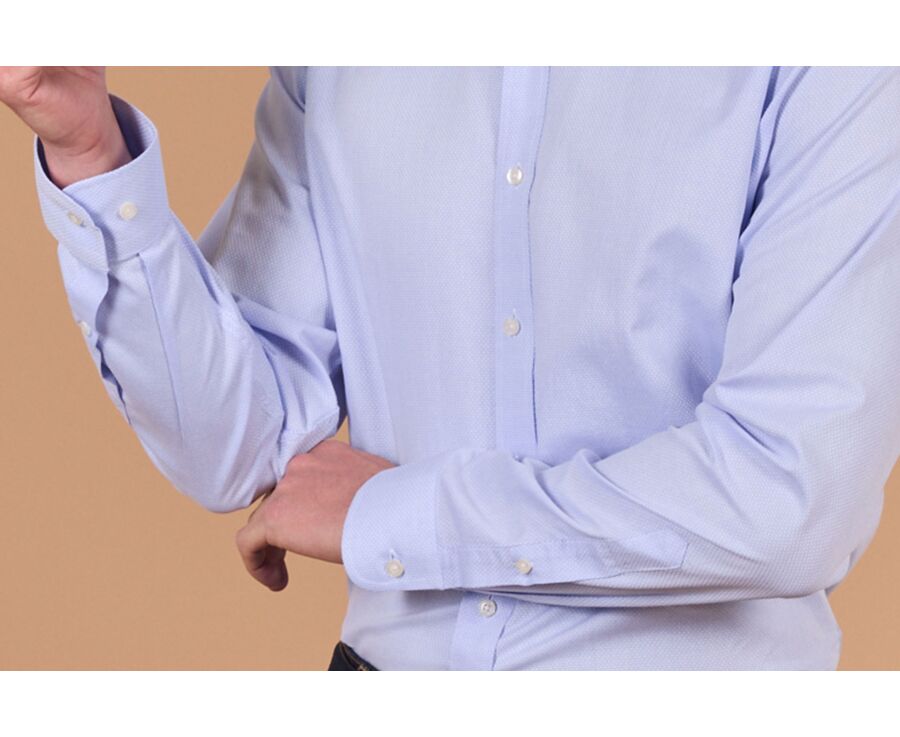 Chemise homme bleu clair à micro-motif en popeline - LOUVAIN