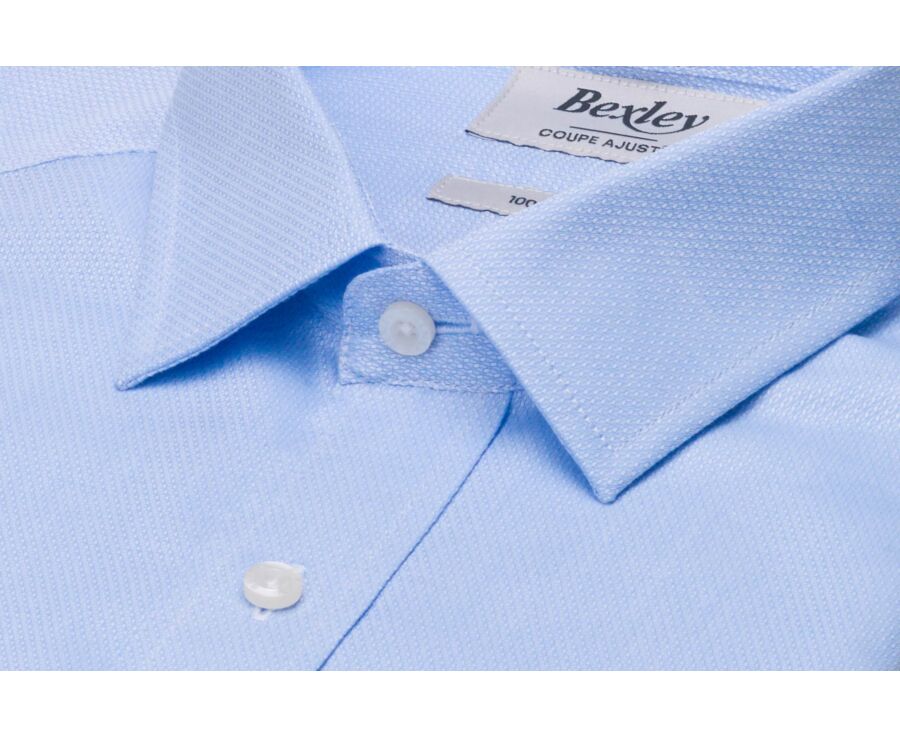 Chemise homme unie bleu ciel en popeline - JAUREL