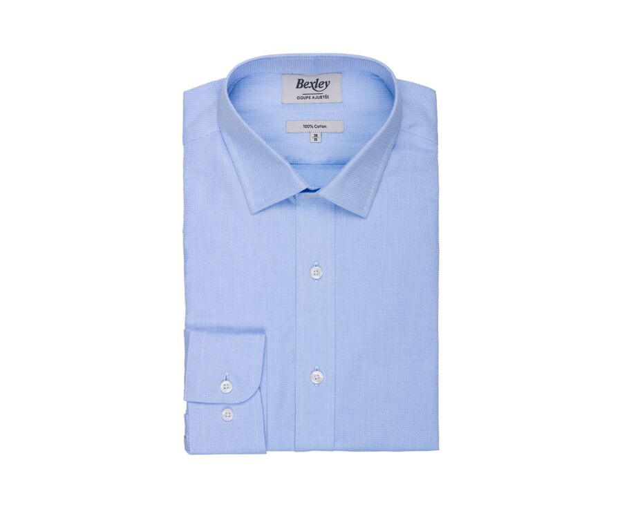 Chemise homme unie bleu ciel en popeline - JAUREL