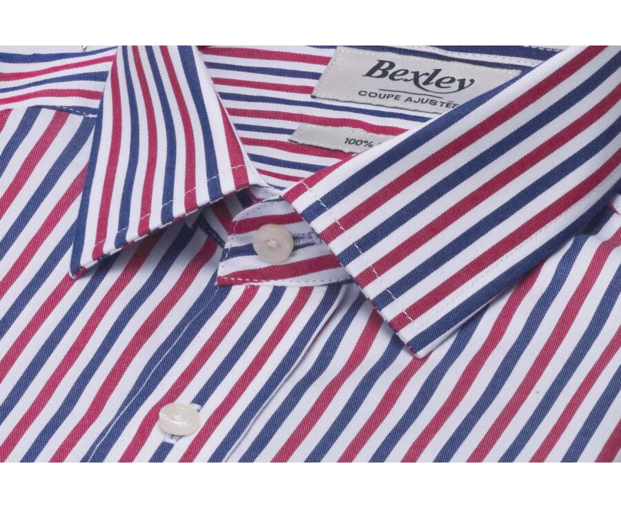 Chemise homme rayée rouge et bleue - MÉRILDE
