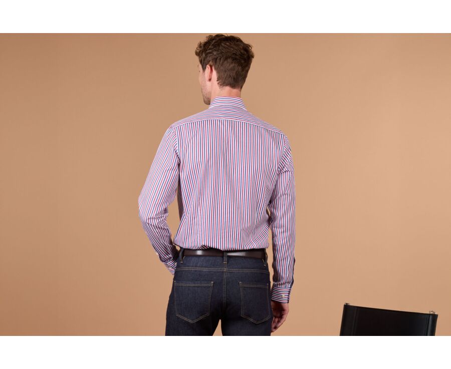 Chemise homme rayée rouge et bleue - MÉRILDE