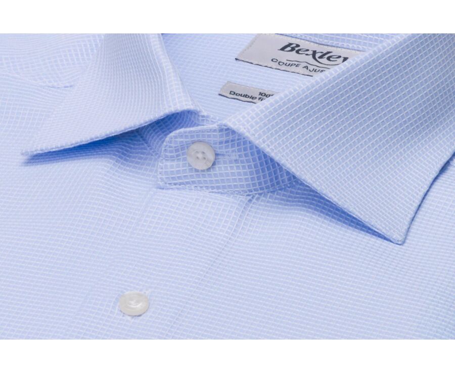 Chemise homme bleu ciel à carreaux - ALBINO