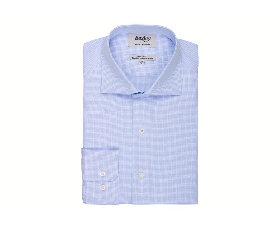 Chemise homme bleu ciel à carreaux - ALBINO