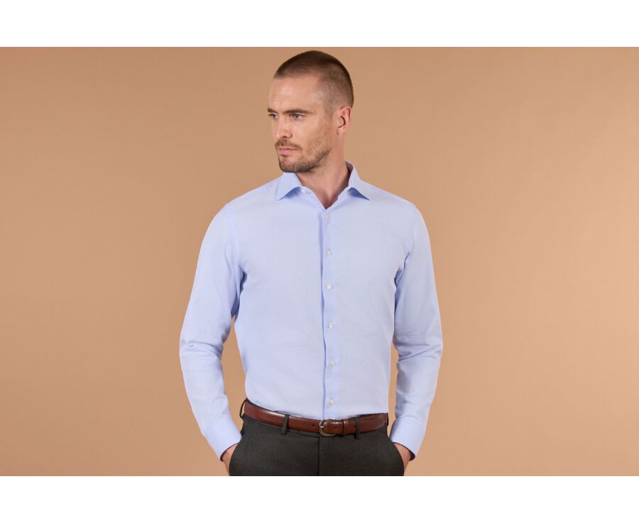 Chemise homme bleu ciel à carreaux - ALBINO