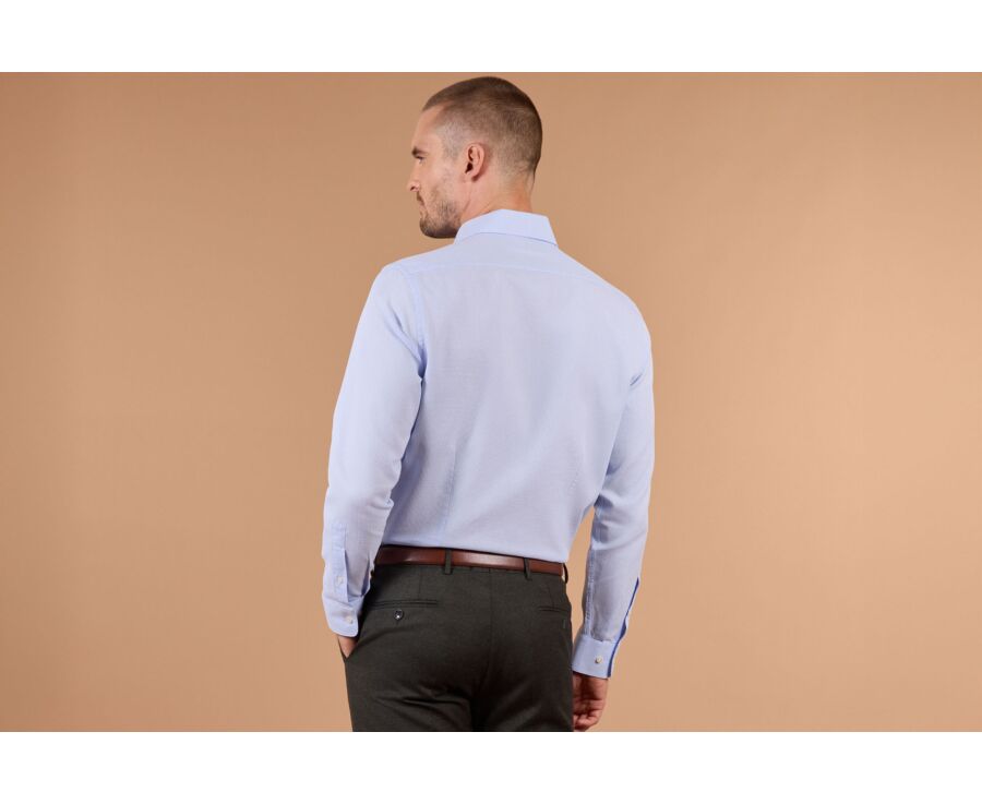 Chemise homme bleu ciel à carreaux - ALBINO