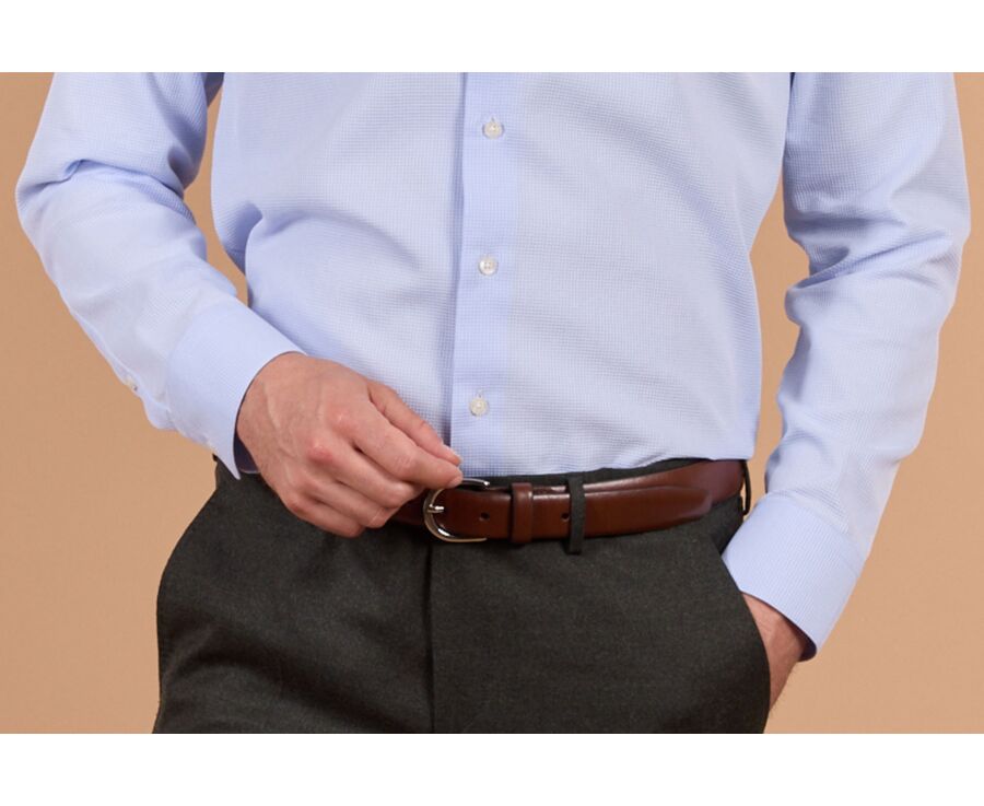 Chemise homme bleu ciel à carreaux - ALBINO