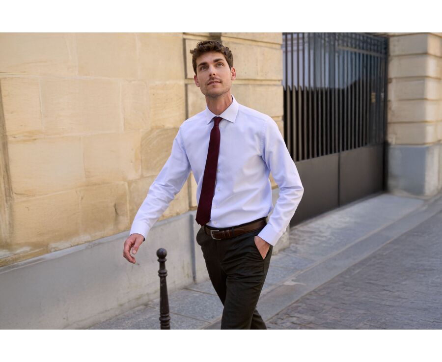 Chemise homme bleu ciel à carreaux - ALBINO