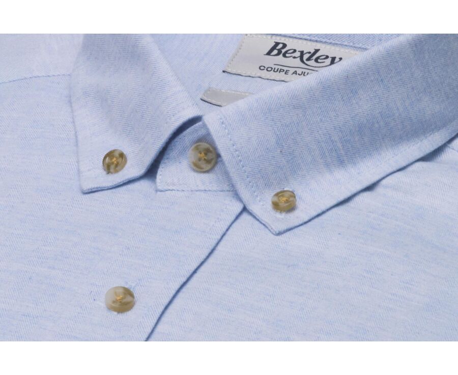 Chemise homme bleu ciel en flanelle - ROD