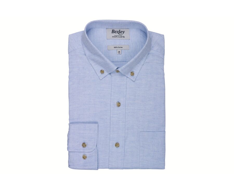 Chemise homme bleu ciel en flanelle - ROD