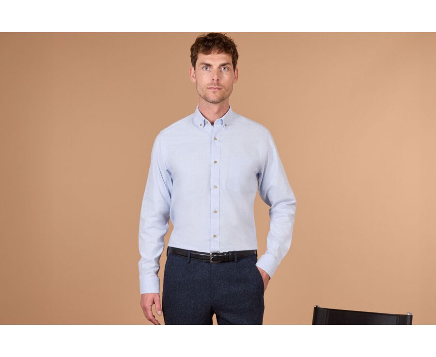 Chemise homme bleu ciel en flanelle - ROD