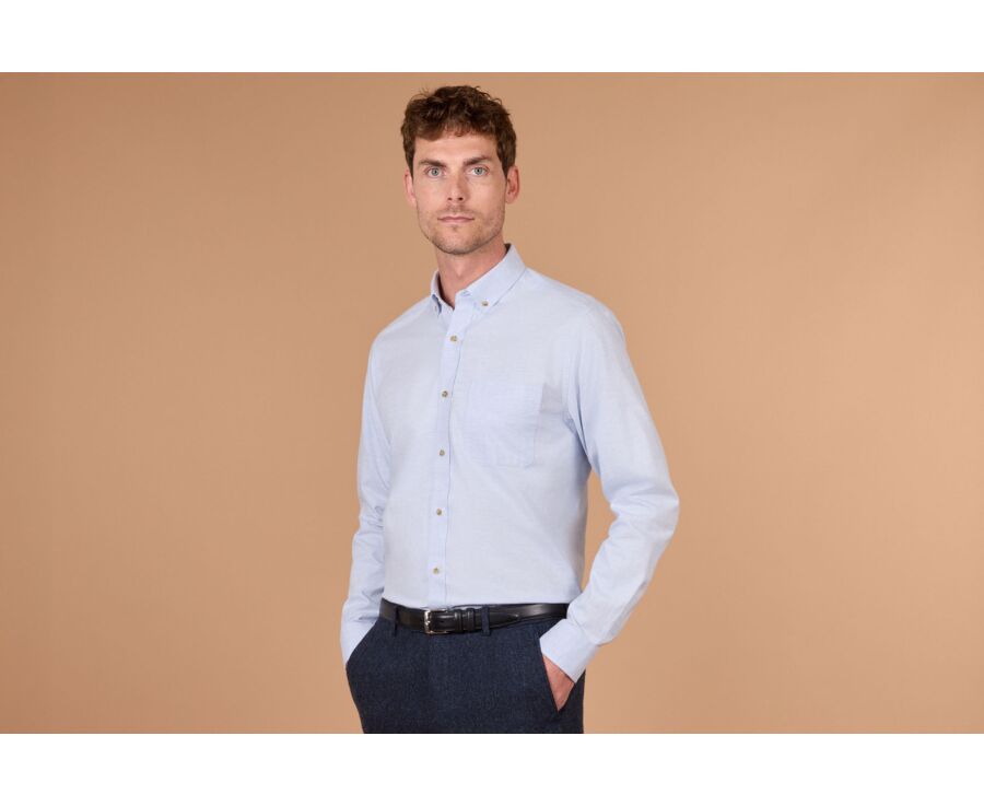 Chemise homme bleu ciel en flanelle - ROD