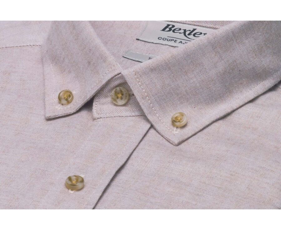Chemise homme beige clair en flanelle - ROD