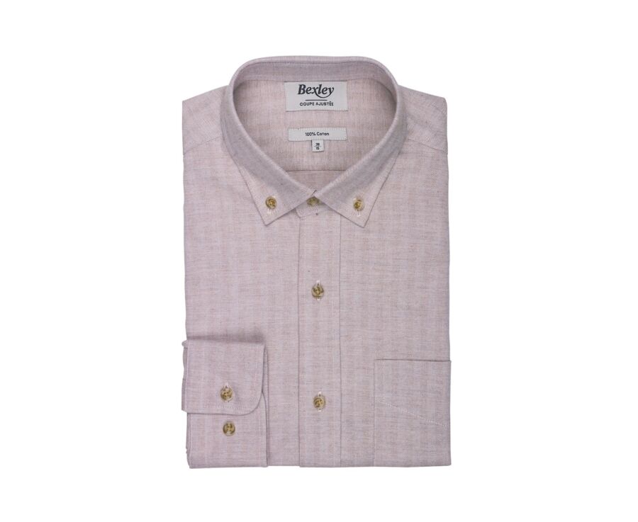 Chemise homme beige clair en flanelle - ROD