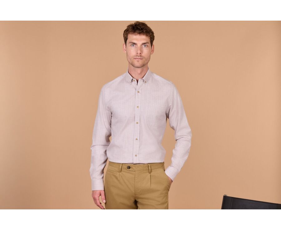 Chemise homme beige clair en flanelle - ROD