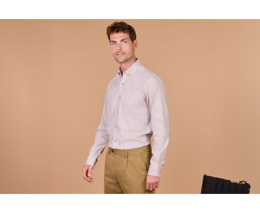 Chemise homme beige clair en flanelle - ROD
